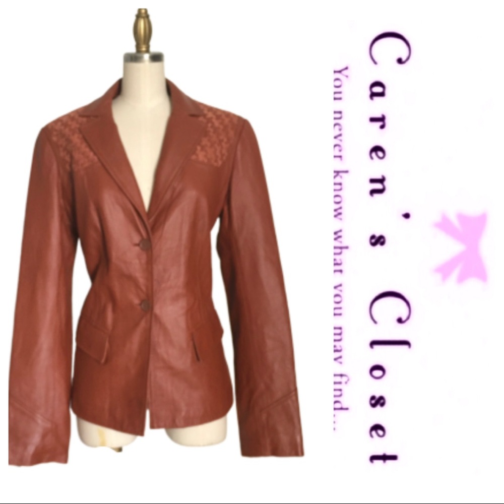 BCBGMaxAzria Rust Leather Blazer Jacket